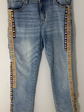 Pilcro Light Blue Skinny Jeans with Embroidered Side Trim